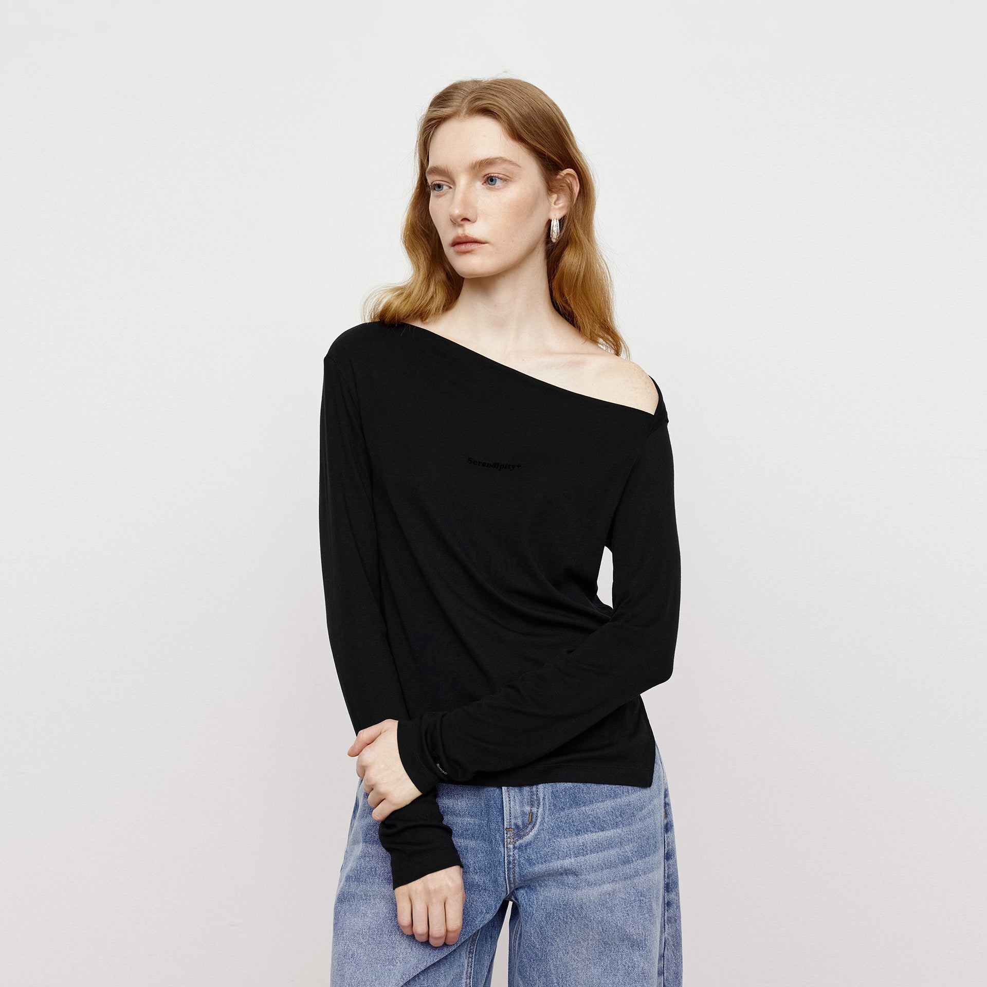 Elegant Night Sky Sloping Shoulder Top