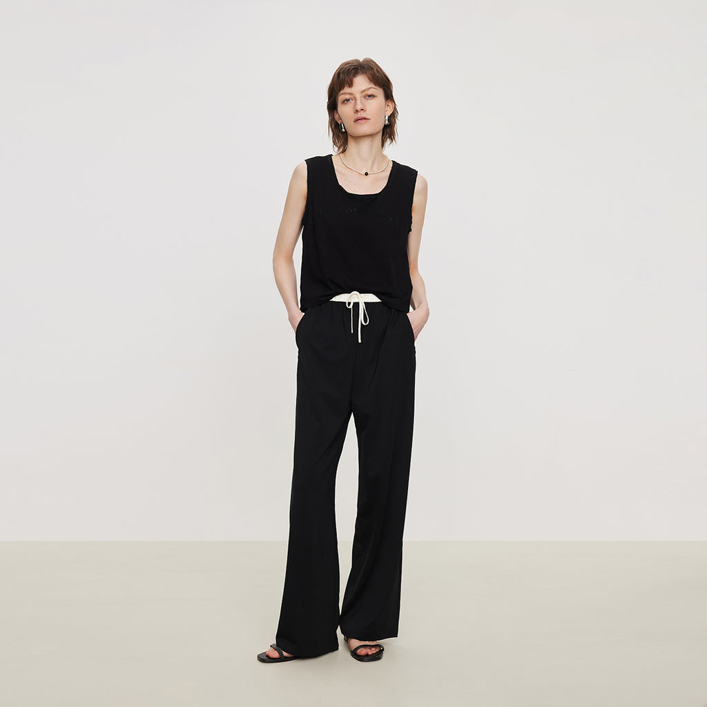 Patchwork waistband suit pants