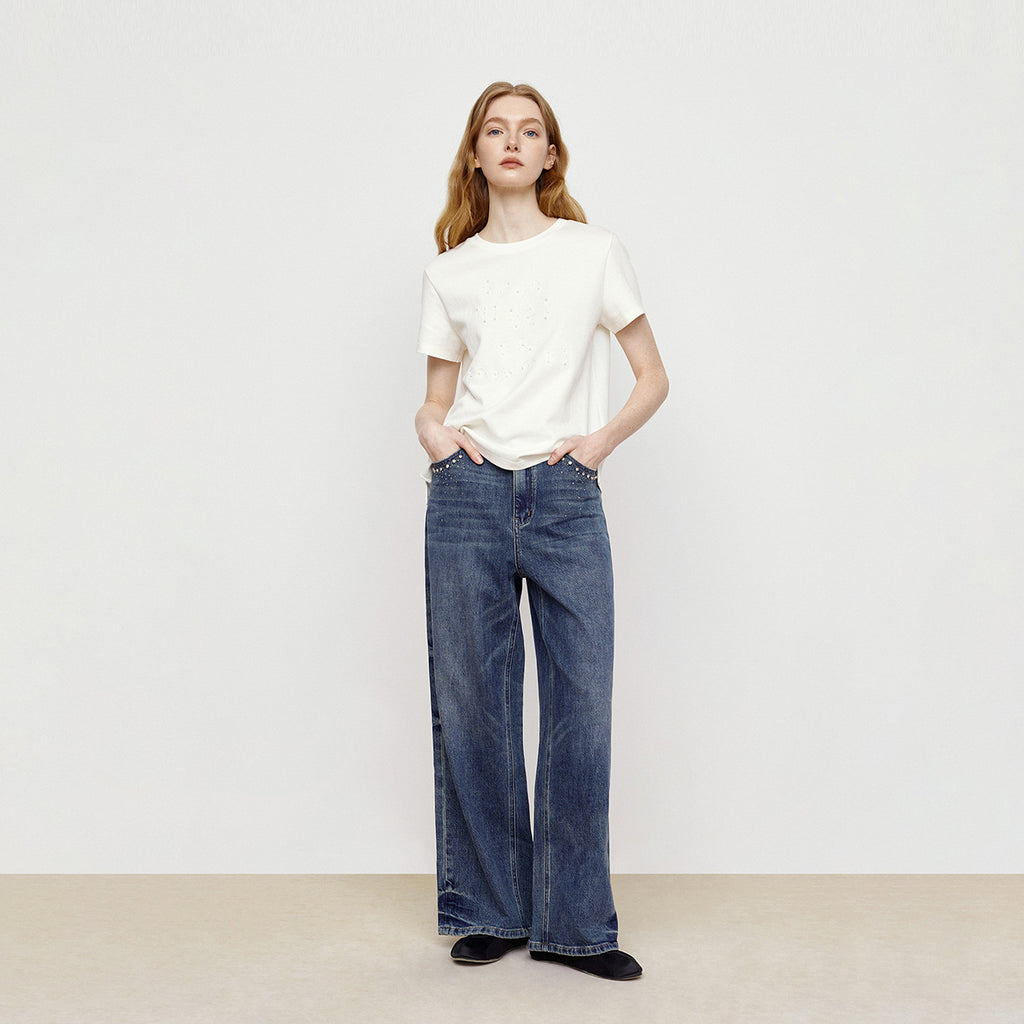 Sparkling Diamond Decorative Jeans