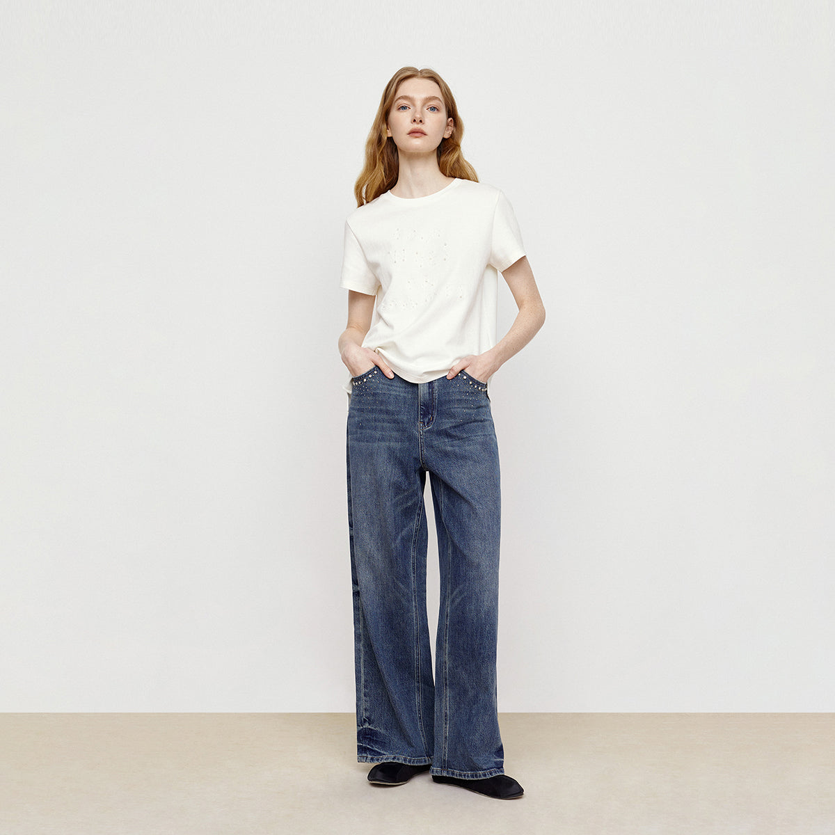 Sparkling Diamond Decorative Jeans