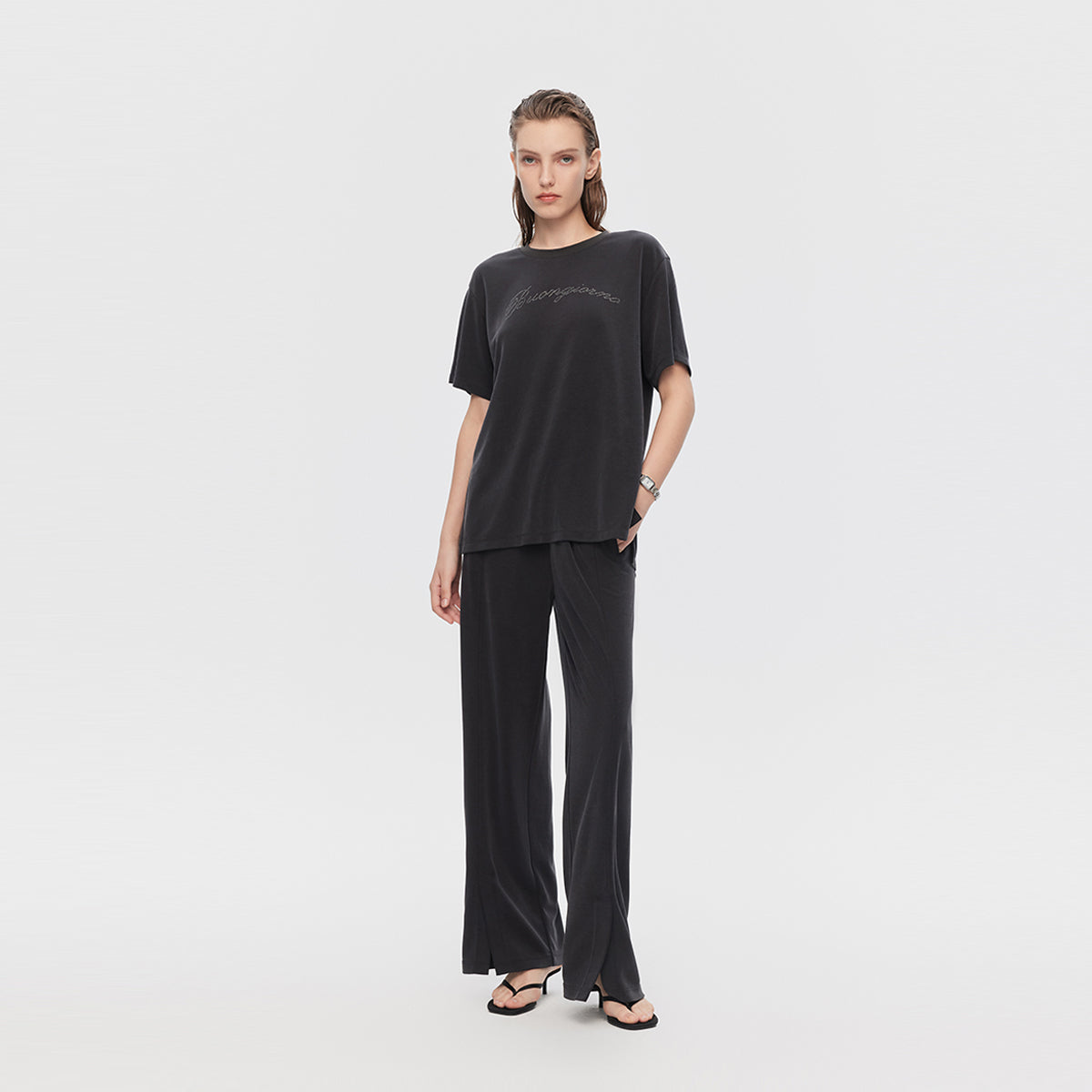 Slouchy Smocked Suit-Pants