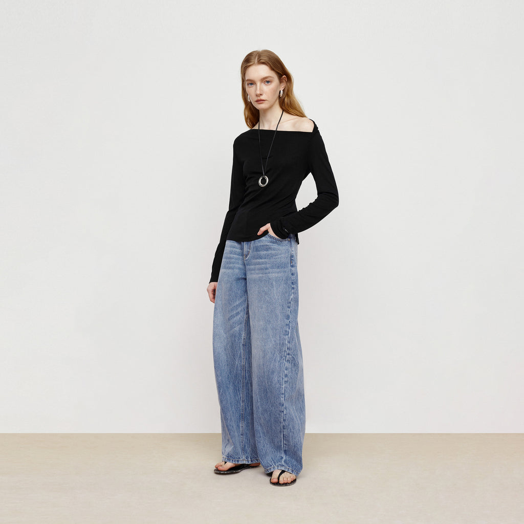 Elegant Night Sky Sloping Shoulder Top