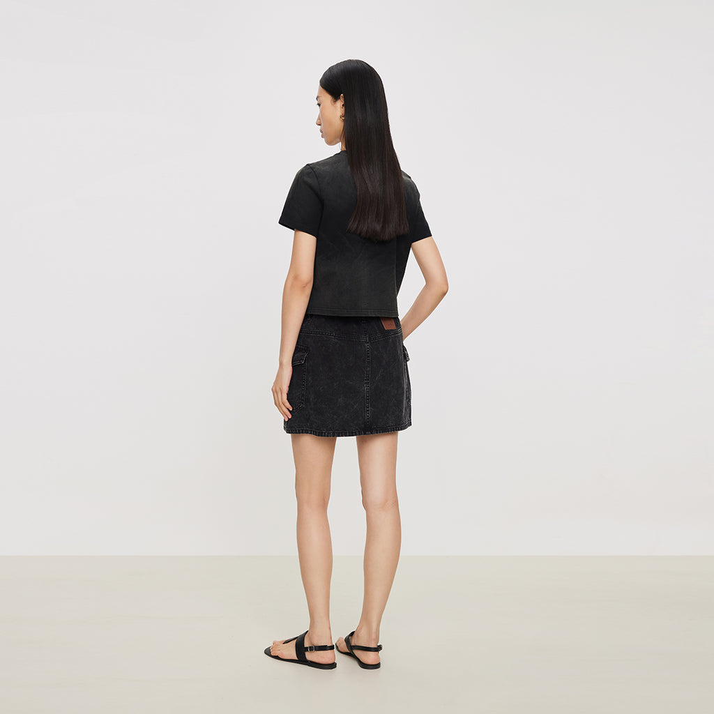 Carbon Gray Denim Skirt