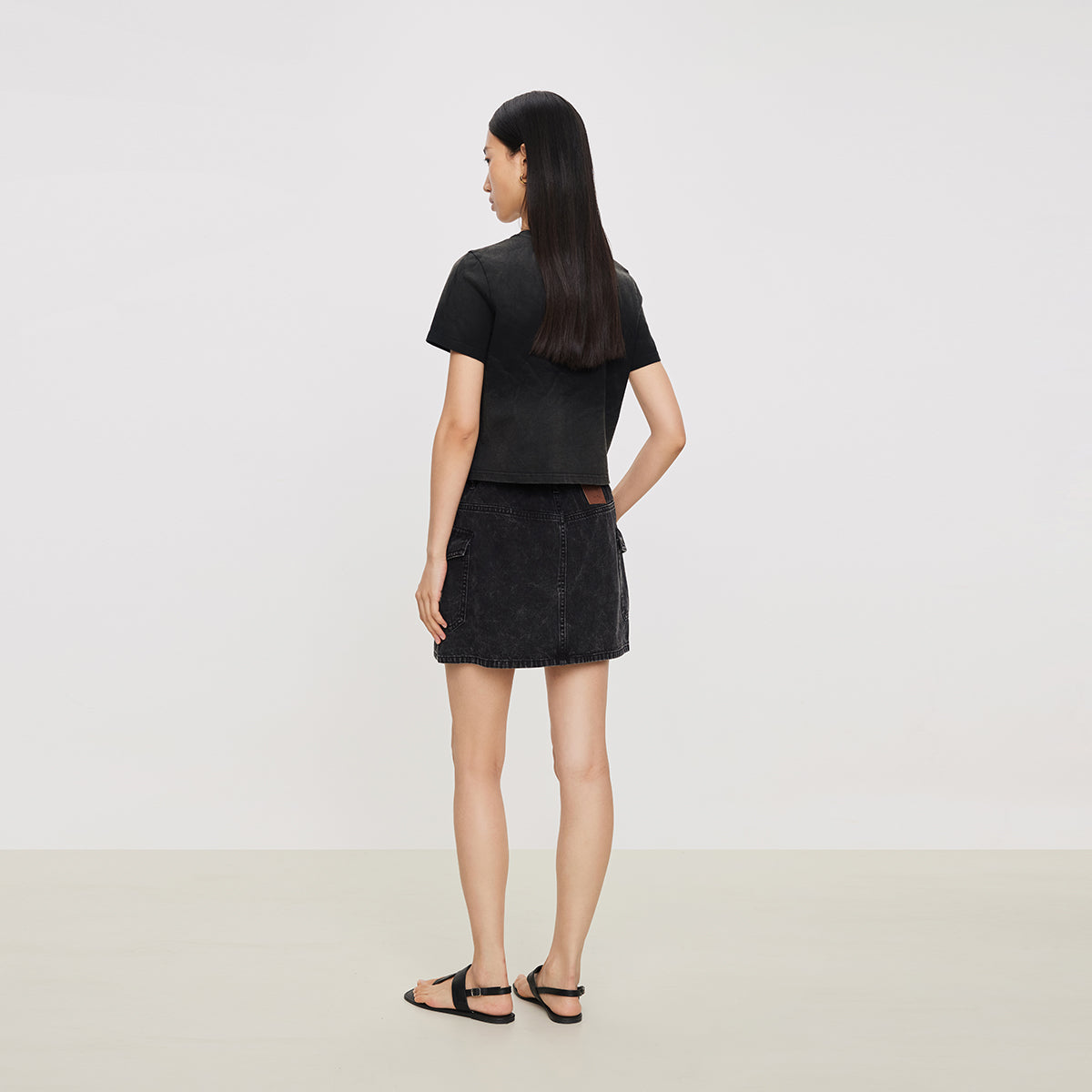 Carbon Gray Denim Skirt