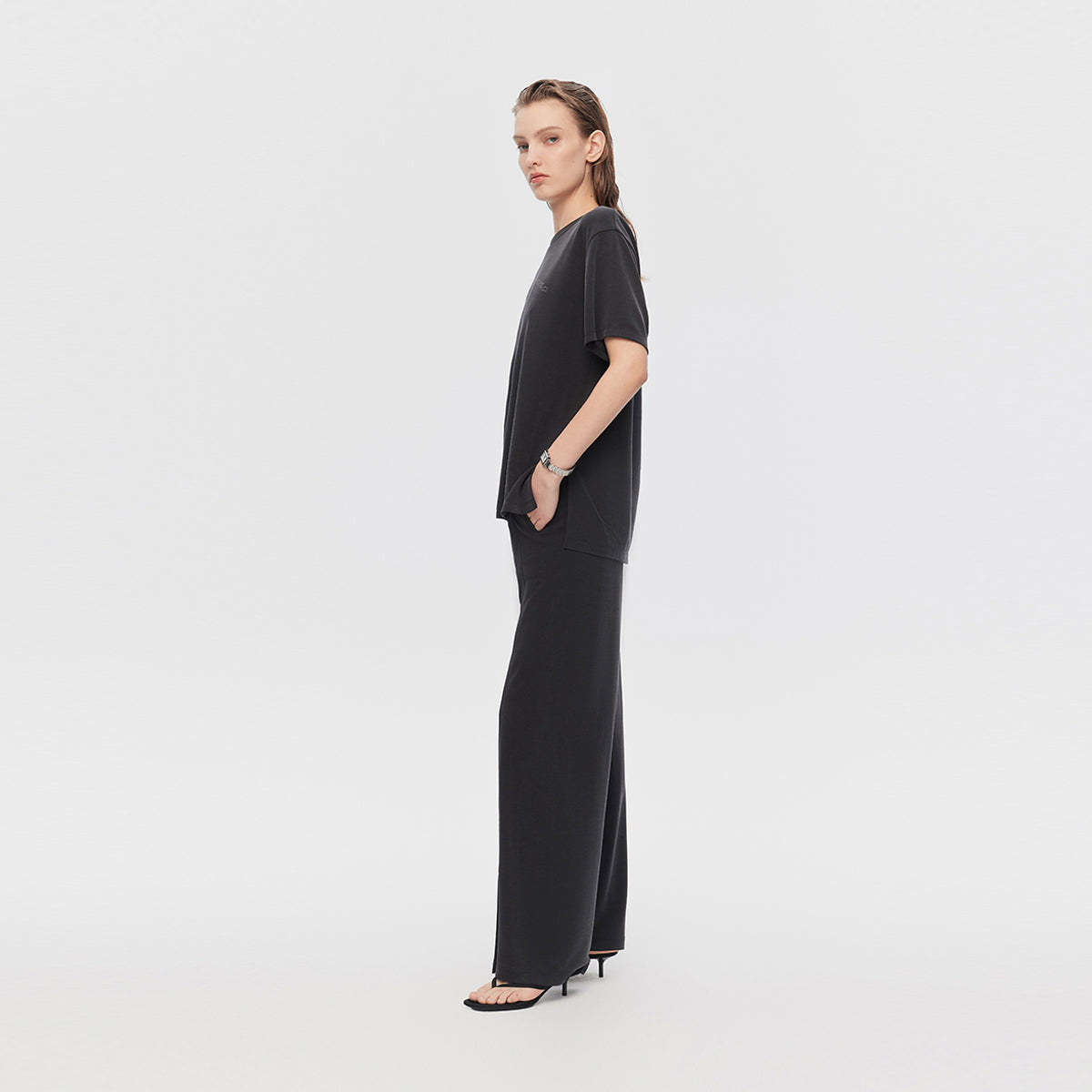 Slouchy Smocked Suit-Pants