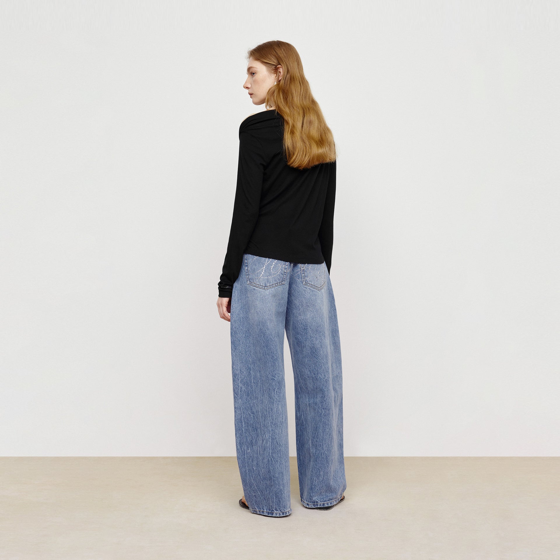 Elegant Night Sky Sloping Shoulder Top