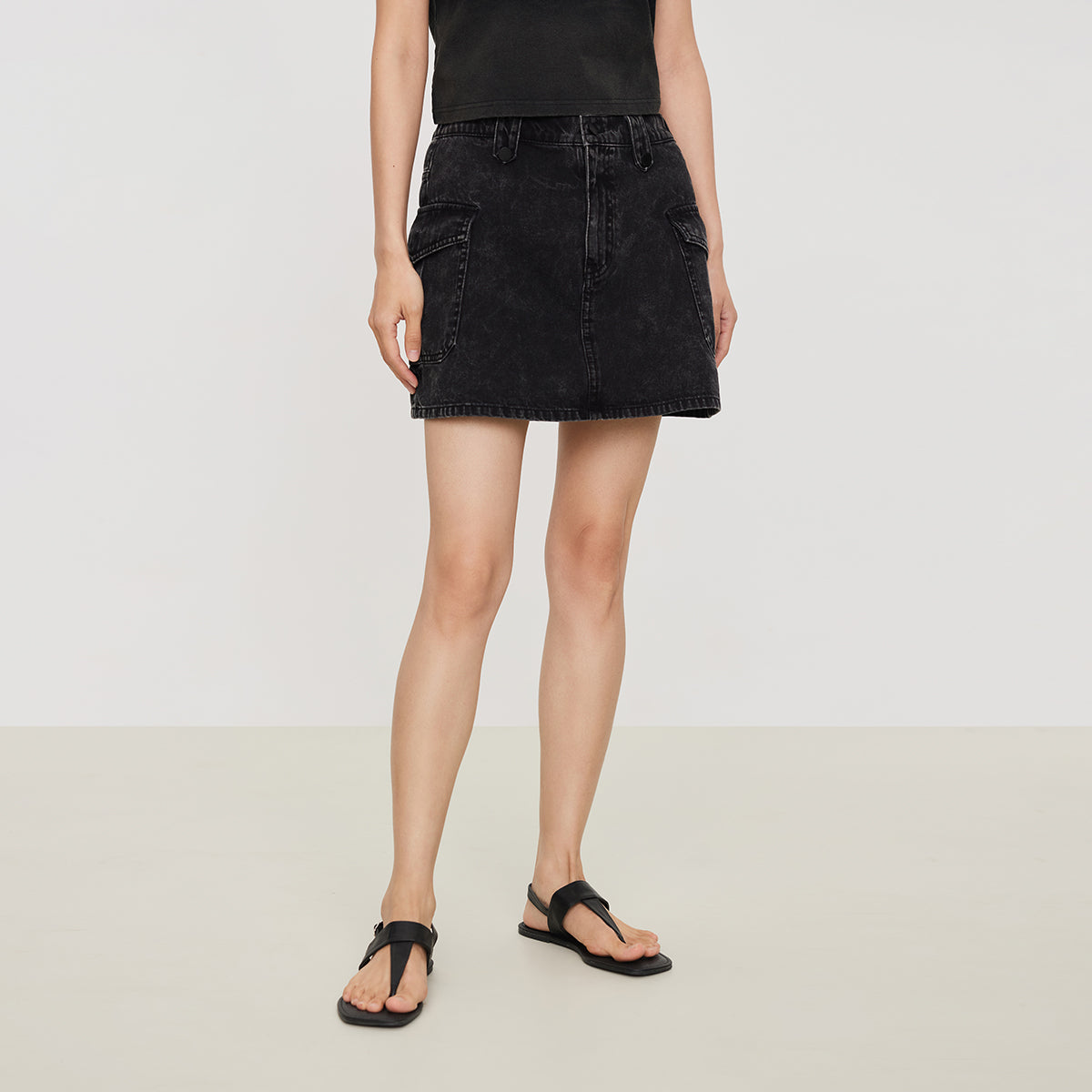 Carbon Gray Denim Skirt