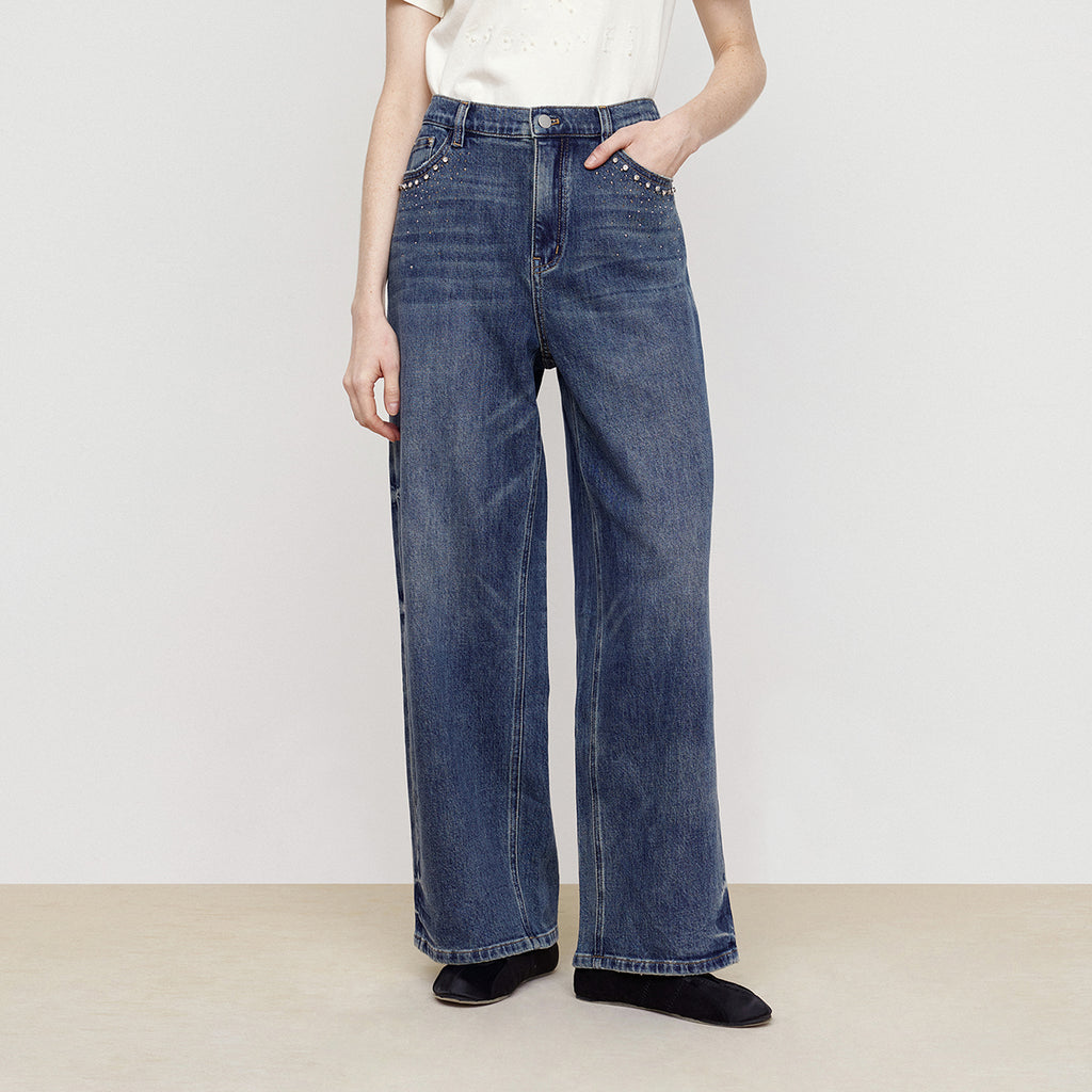 Sparkling Diamond Decorative Jeans