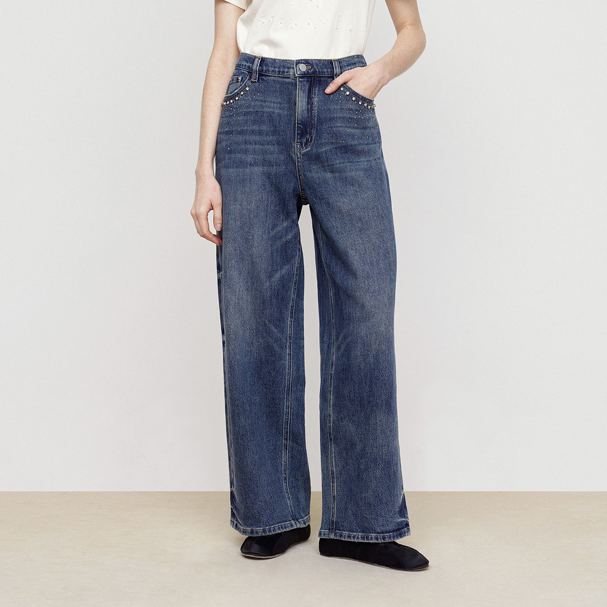 Sparkling Diamond Decorative Jeans