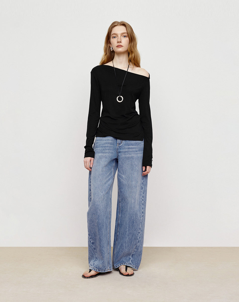 Elegant Night Sky Sloping Shoulder Top