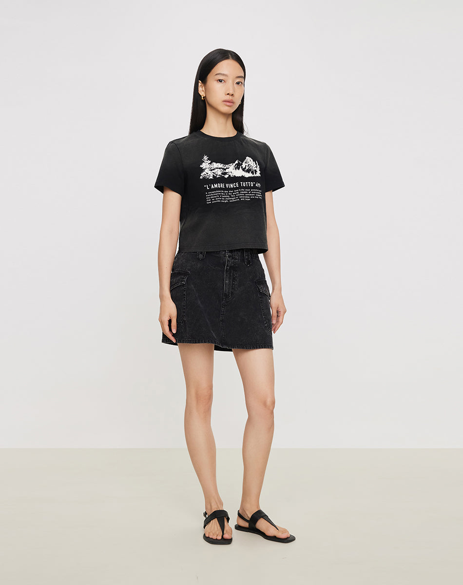 Carbon Gray Denim Skirt
