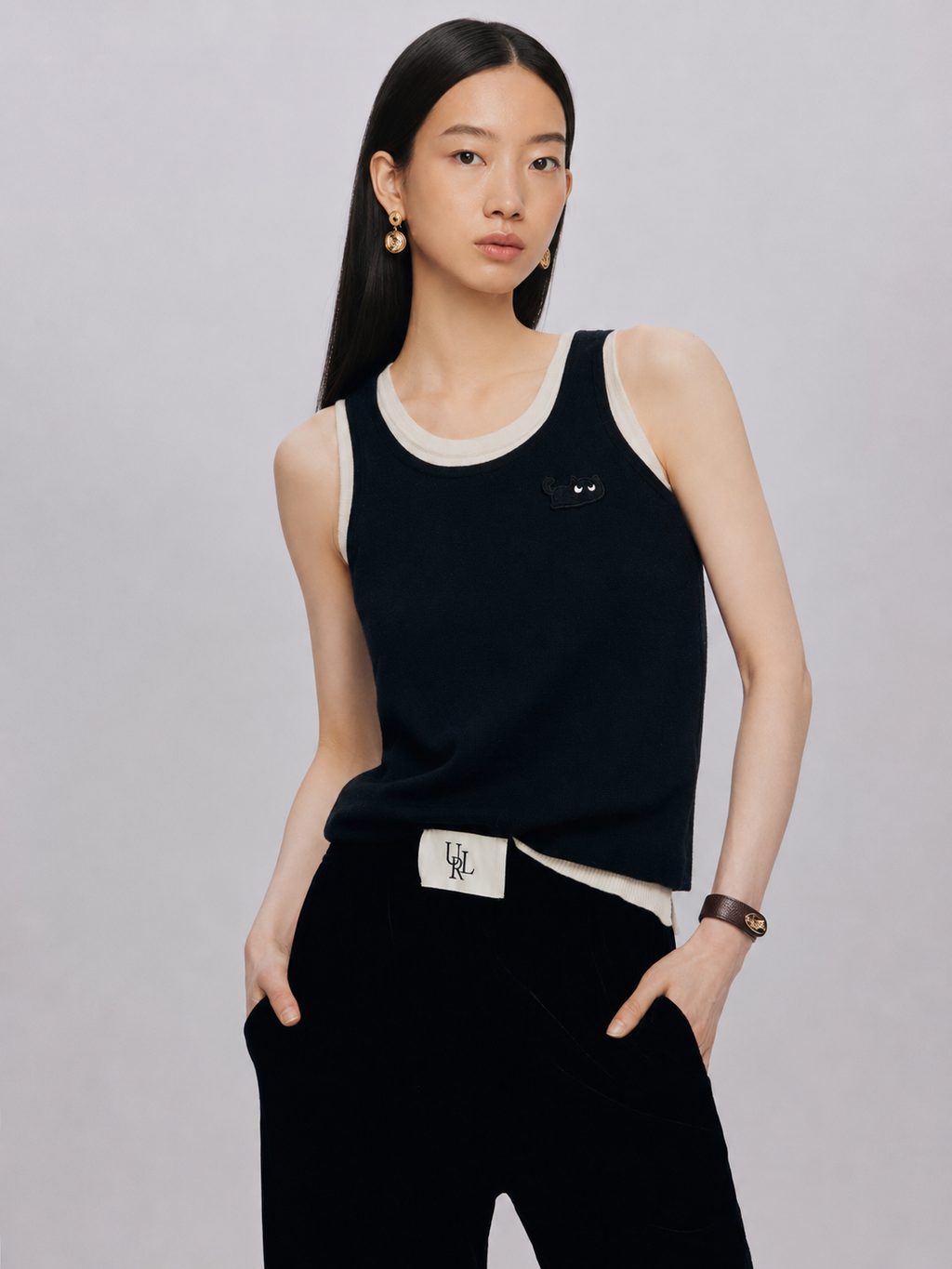 False Two Piece Slim Fit Woolen Vest