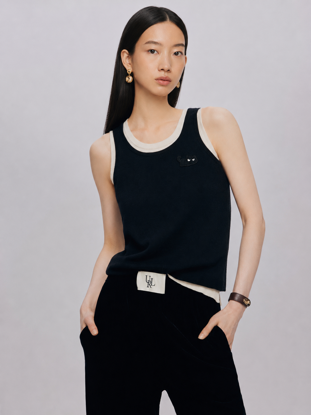 False Two Piece Slim Fit Woolen Vest