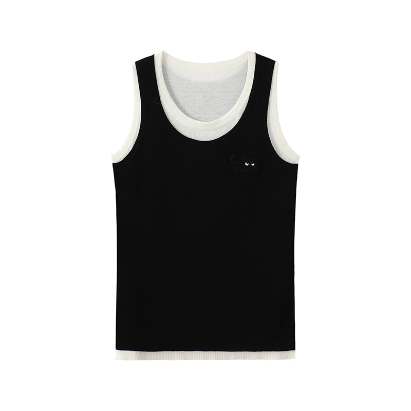 False Two Piece Slim Fit Woolen Vest