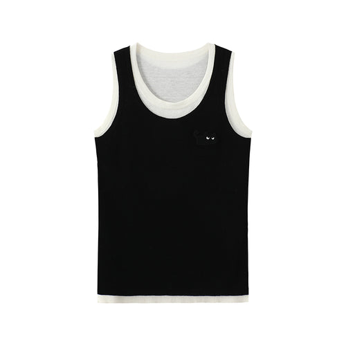 False Two Piece Slim Fit Woolen Vest