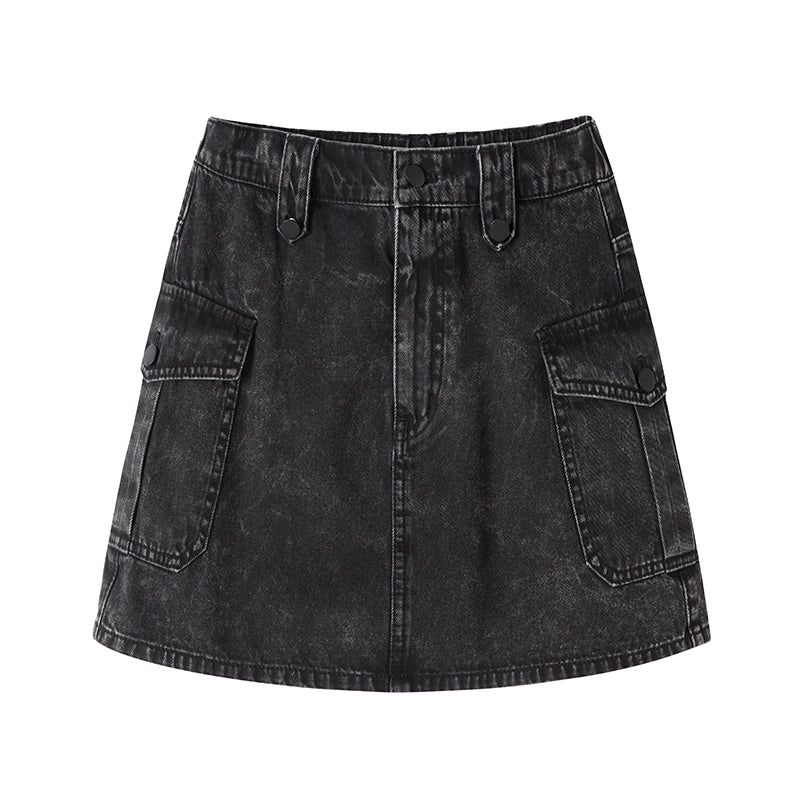 Carbon Gray Denim Skirt